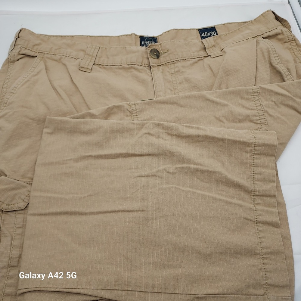RedHead Mens Tan Ripstop Cargo Pants 40x29 Khaki Outdoor Hiking Work Trousers